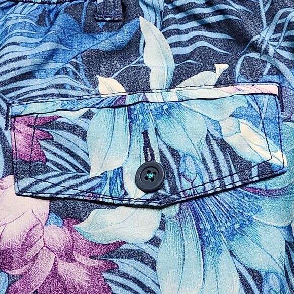 Tommy Bahama Swim Trunks Casual Shorts Mens XXL 2XL Blue Yellow Floral Lined - Picture 10 of 14